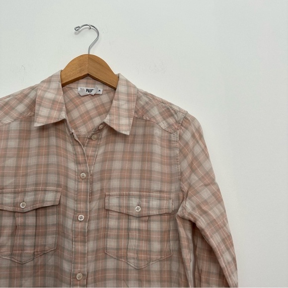 Paige mya pink and beige plaid button down shirt - Picture 6 of 8